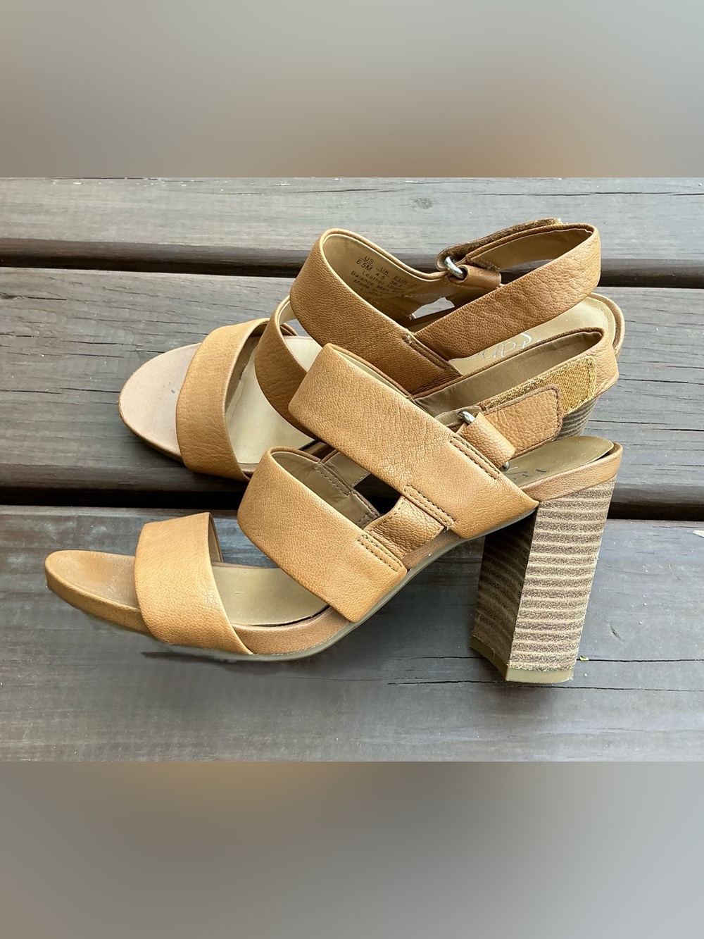Franco Sarto Tan Strappy Block Heel Sandals🌷🌷